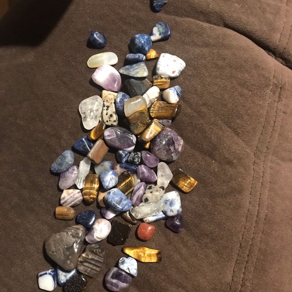 Mixed Tumbled Gemstone Lot - Blue, Purple, Gold & White